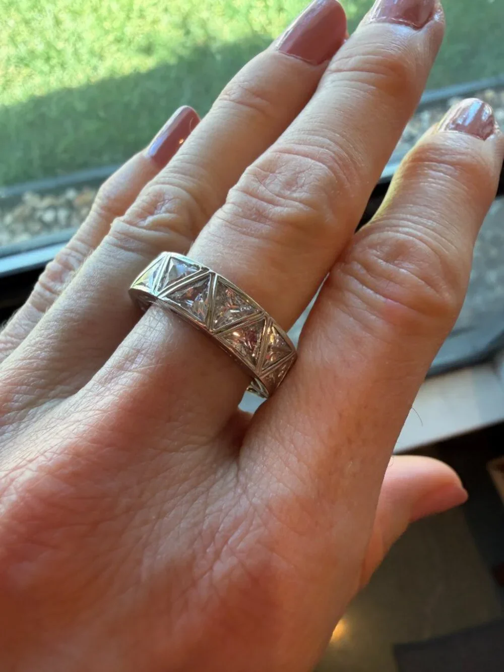 Radiance by Absolute 925 Art Deco Trilliant-Cut Bezel Set Eternity Ring - 6